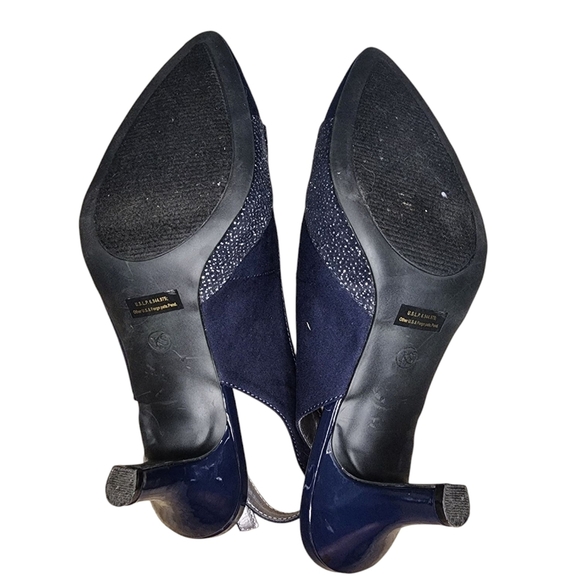 KAREN SCOTT navy blue bow kitten heel slingback pointy toe size 7.5 - Picture 6 of 6